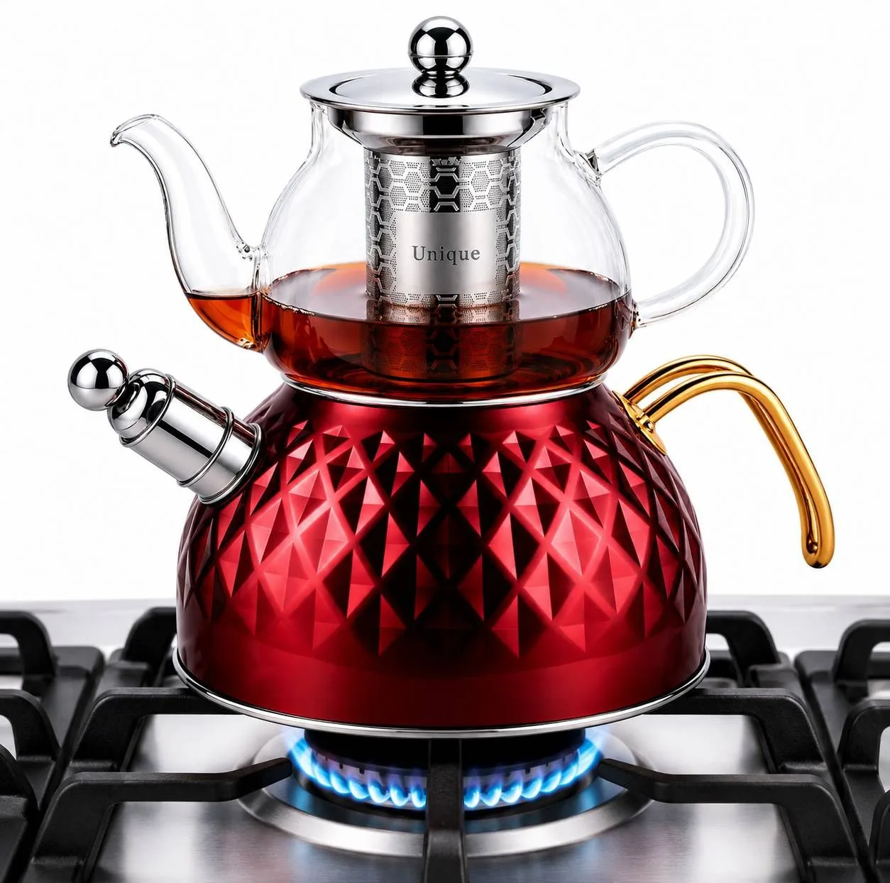 ست کتری و قوری مدل UN-3677 گنجایش کتری 3 لیتر گنجایش قوری 0.6 لیتر
