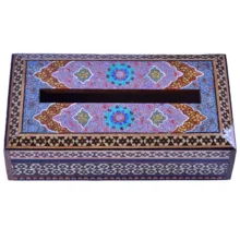 جعبه دستمال کاغذی خاتم کاری طرح تذهیب مدل آسمان کد 2614