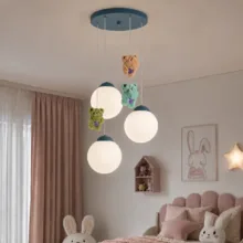لوستر اتاق کودک چشمه نور کد R1617/3HB-BU مدل خرس خوشحال