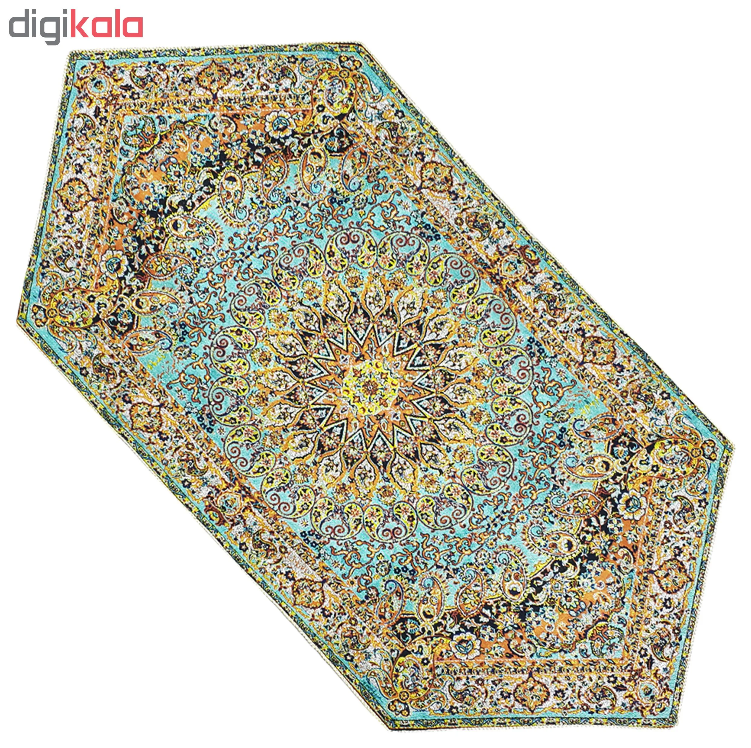 ست 5 تکه رومیزی ترمه ابریشمی طرح خورشید مدل SABZ5/5