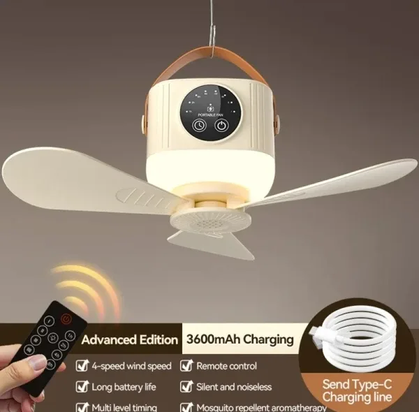 پنکه شارژی مدل D01 ظرفیت 3600 میلی آمپر ساعت
