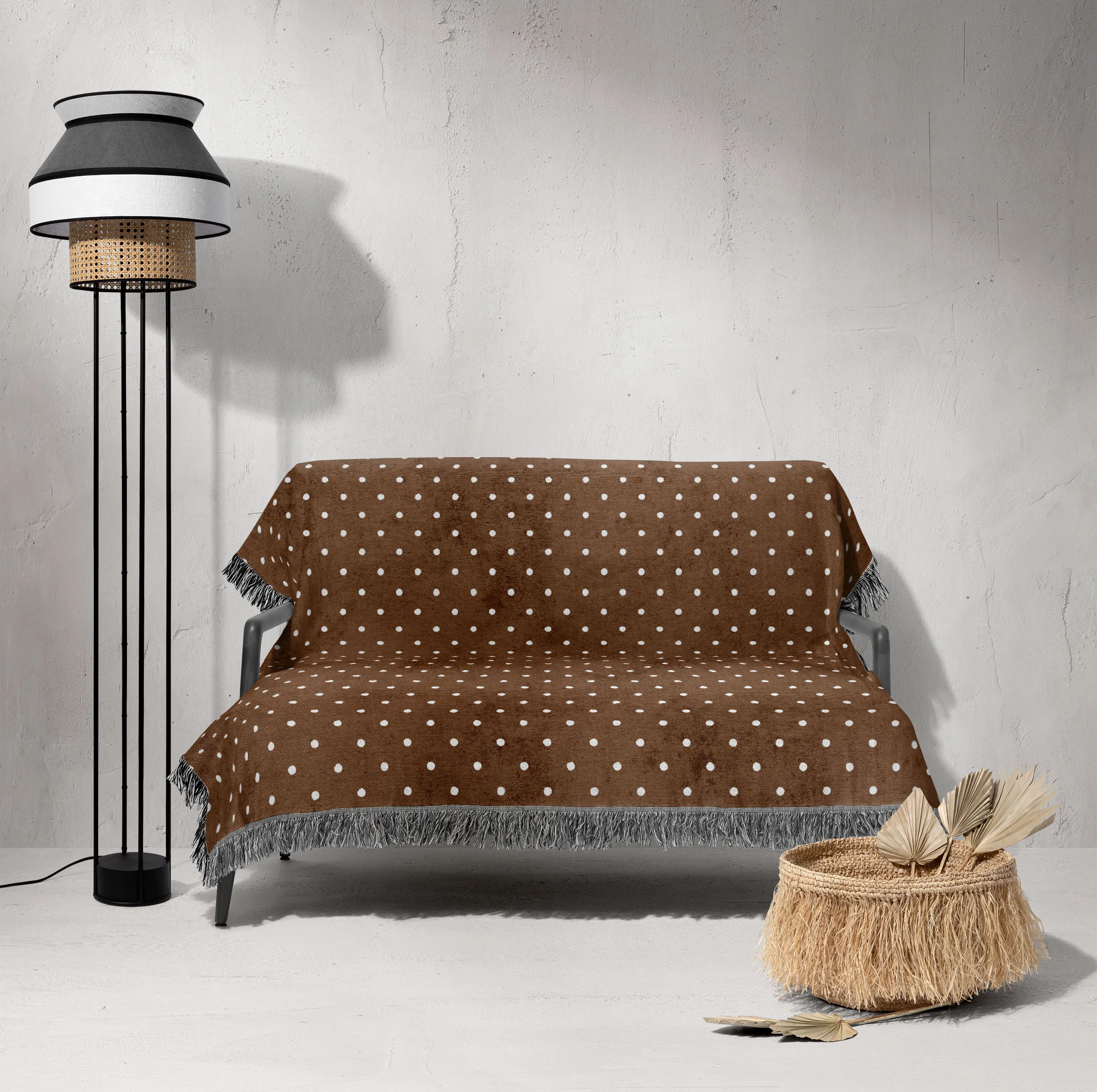 شال مبل و تخت خانه مسعود مدل مخمل ریشه دار کد 001 سایز 170x140 سانتی‌ متر