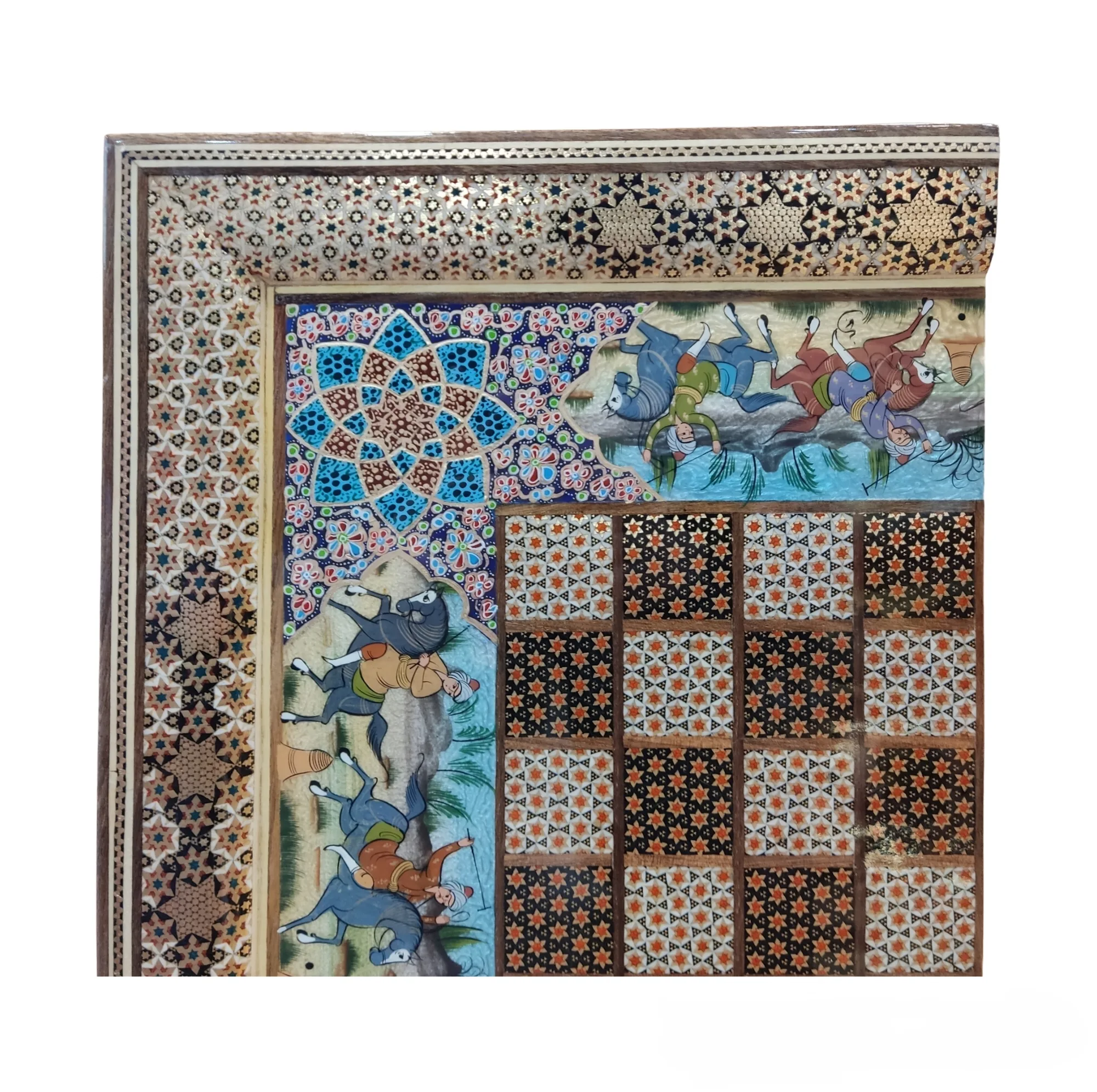 صفحه شطرنج خاتم کاری مدل چوگان کد 01