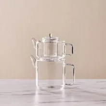 ست کتری و قوری کاراجا مدل Flat Borosilikat گنجایش کتری 2 لیتر گنجایش قوری 1.2 لیتر