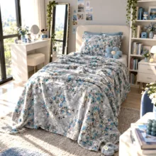 پتو مسافرتی 1 نفره طرح لیزری مدل گل ریز بهاری سایز 160×220 سانتی‌متر