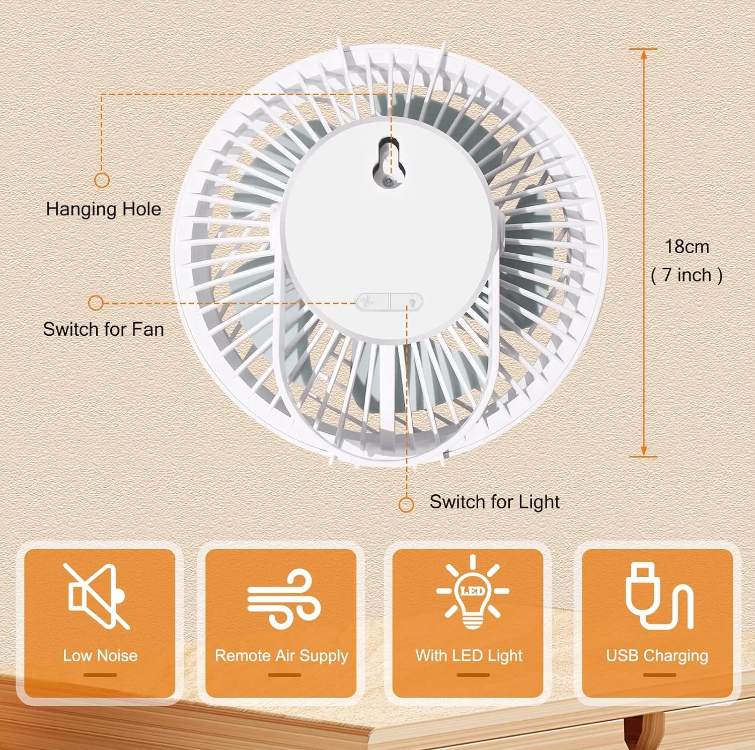 پنکه رومیزی شارژی مدل ال ای دی دار کد RY-2301