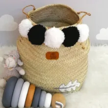 سبد حصیری مدل pompom کد b&wh