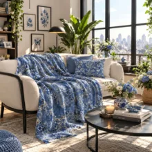 پتو مسافرتی 1 نفره طرح لیزری مدل گل و ساقه سایز 160×220 سانتی‌متر