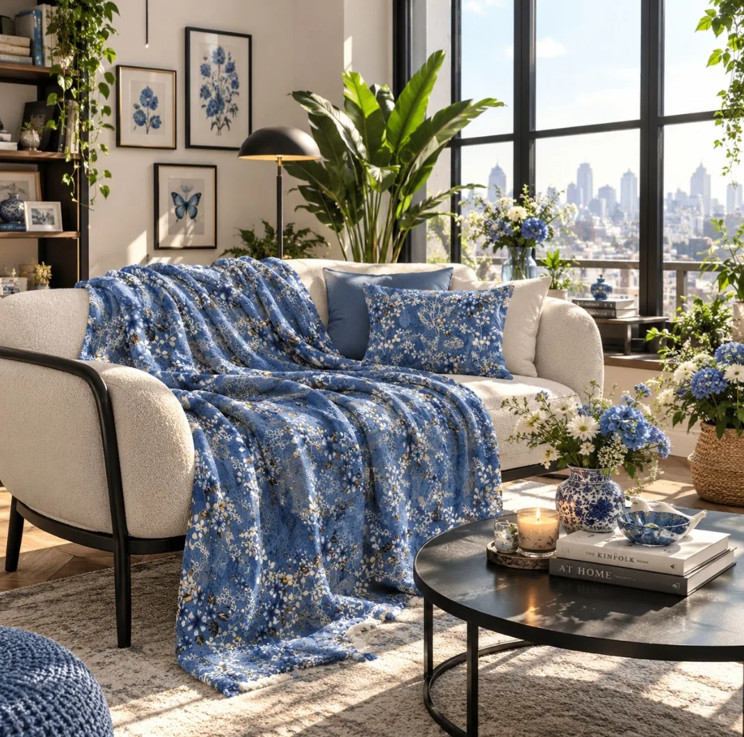 پتو مسافرتی 1 نفره طرح لیزری مدل گل و ساقه سایز 160×220 سانتیمتر