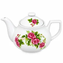 قوری چینی مدل گل سرخ کد 66