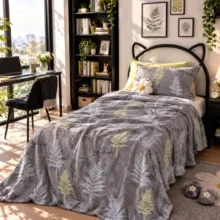 پتو مسافرتی 1 نفره طرح لیزری مدل سرخس رنگی سایز 160×220 سانتی‌متر