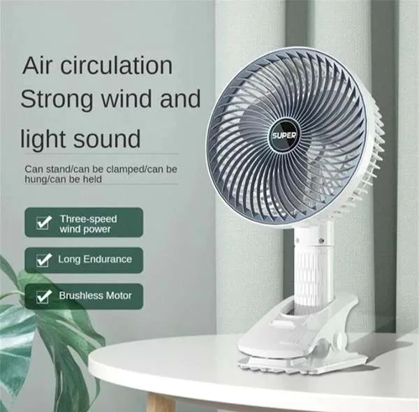 پنکه شارژی مدل Circulation Clamp Fan-2000 ظرفیت 1200 میلی آمپر ساعت