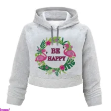 هودی کراپ زنانه طرح Be Happy کد L452 T