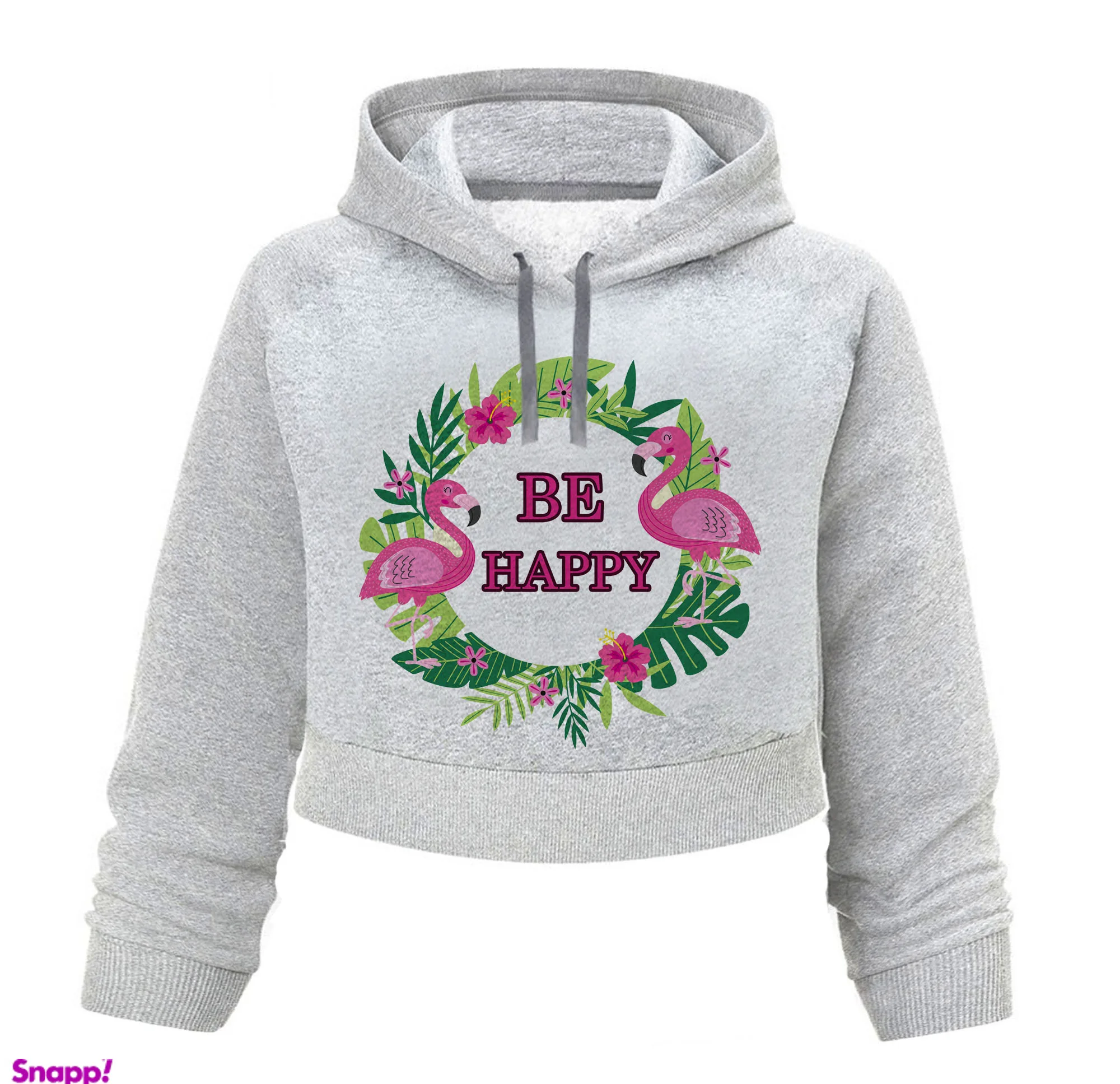 هودی کراپ زنانه طرح Be Happy کد L452 T