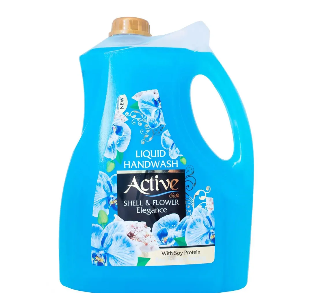 مایع دستشویی اکتیو مدل صدفی حاوی پروتئین سویا آبی طرح جدید 3750 گرم
