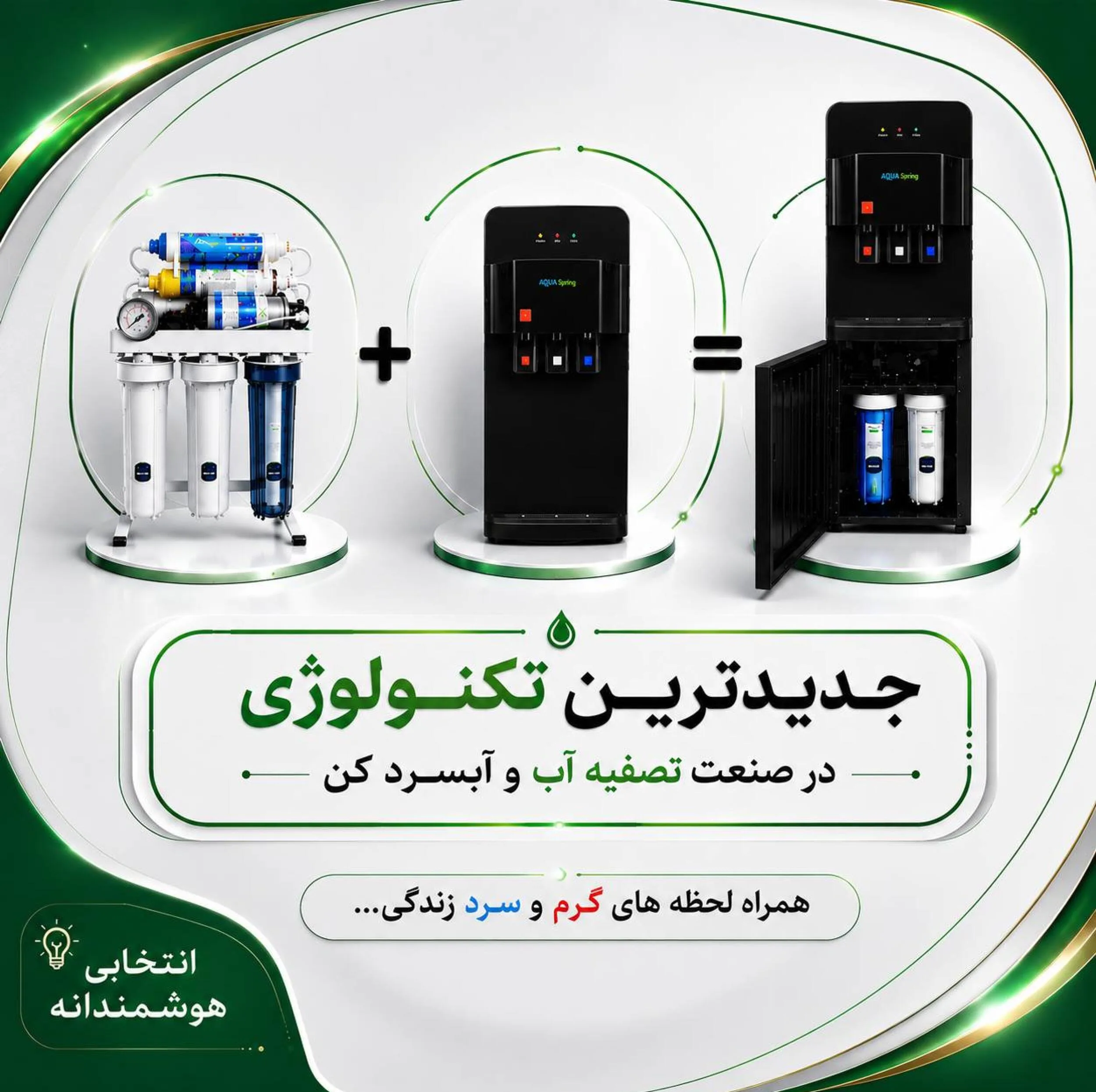 آبسردکن اچ ام مدل مکانیزم دو گانه آکوااسپرینگ با تصفیه آب HM_NEB7000A_92