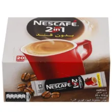 پودر مخلوط قهوه فوری بدون قند 2 در 1 نسکافه بسته 20 عددی