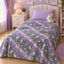 پتو مسافرتی 1 نفره مدل شب نما طرح تکشاخ و ستاره سایز 170×200 سانتی متر