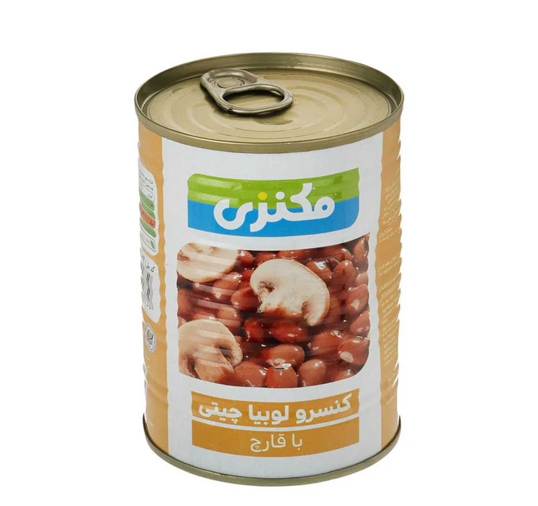 کنسرو لوبیا چیتی با قارچ مکنزی وزن 380 گرم