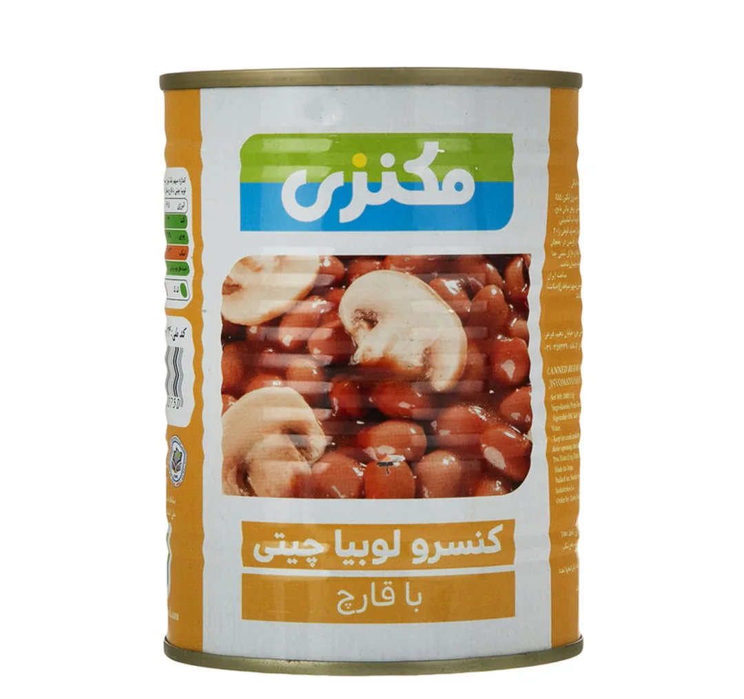کنسرو لوبیا چیتی با قارچ مکنزی وزن 380 گرم