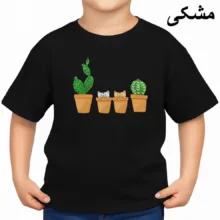 تی‌شرت آستین کوتاه بچگانه مدل کاکتوس و گربه کد v2