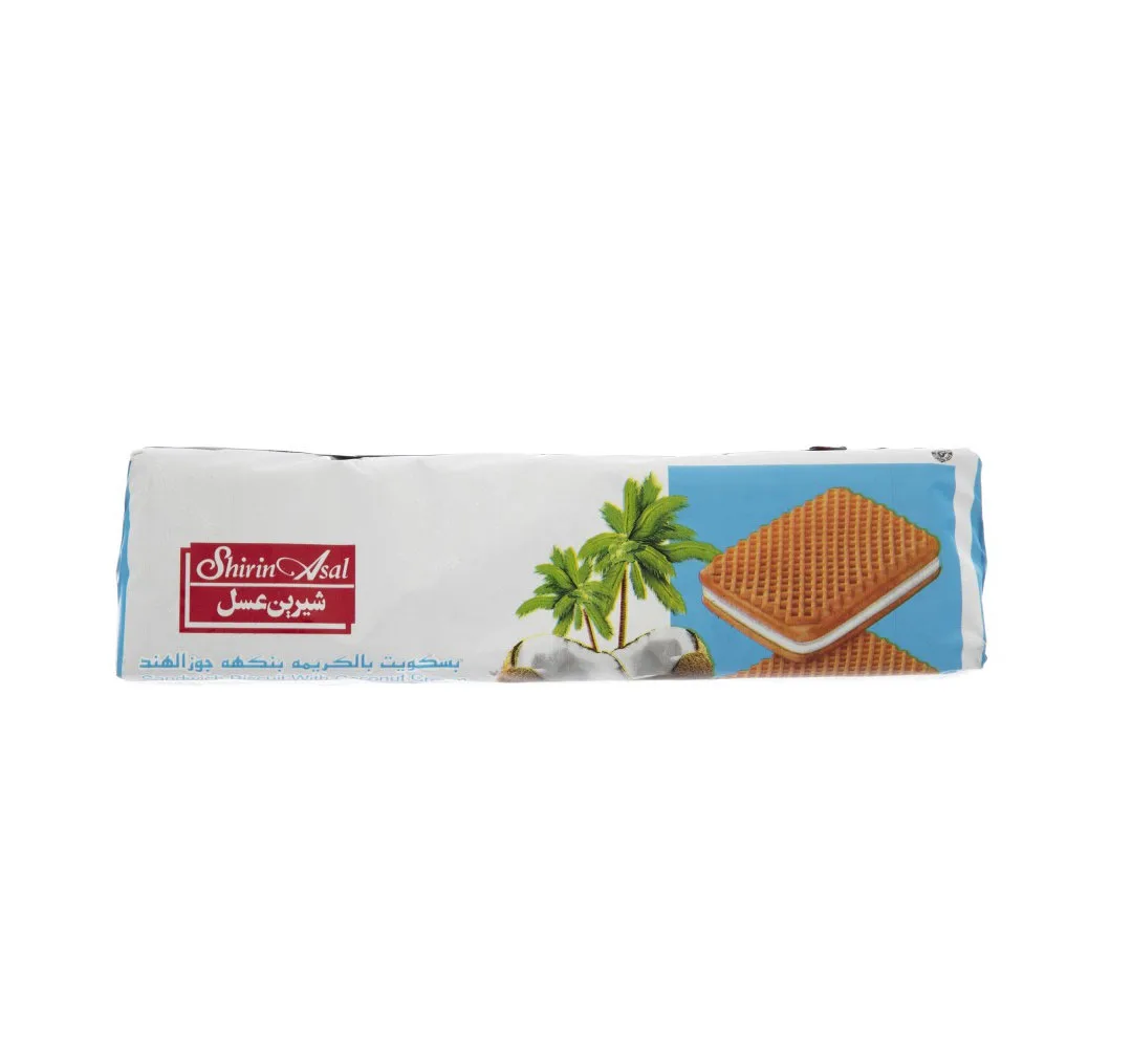 بیسکویت کرم دار با طعم نارگیل شیرین عسل وزن 120 گرم