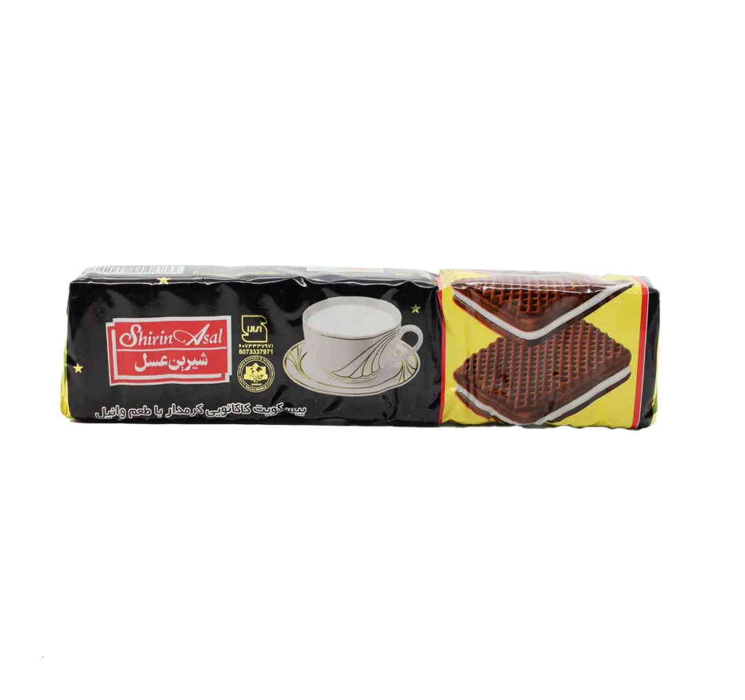 بیسکویت کرم دار با طعم کاکائو شیرین عسل وزن 120 گرم