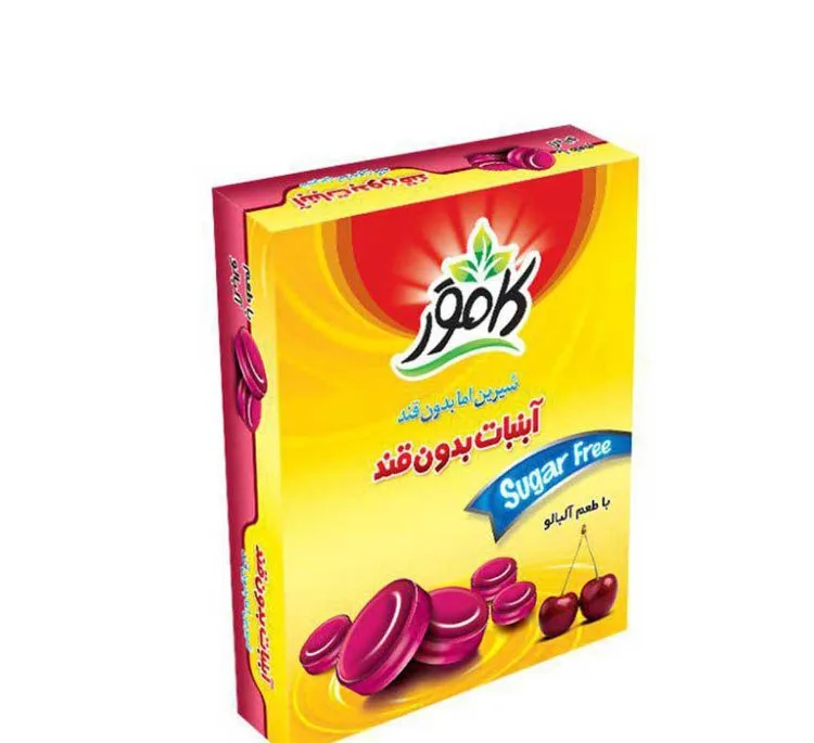 آب نبات شیرین و بدون قند آلبالویی کامور وزن 130 گرم