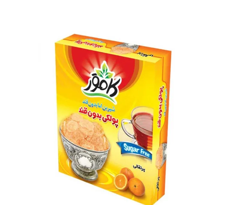 پولکی شیرین بدون قند پرتقالی کامور وزن 150 گرم