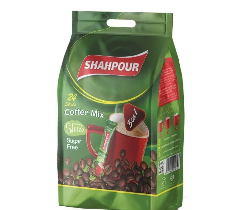 کافی میکس با شیرین کننده استویا 3×1 شاهپور بسته 24 عددی