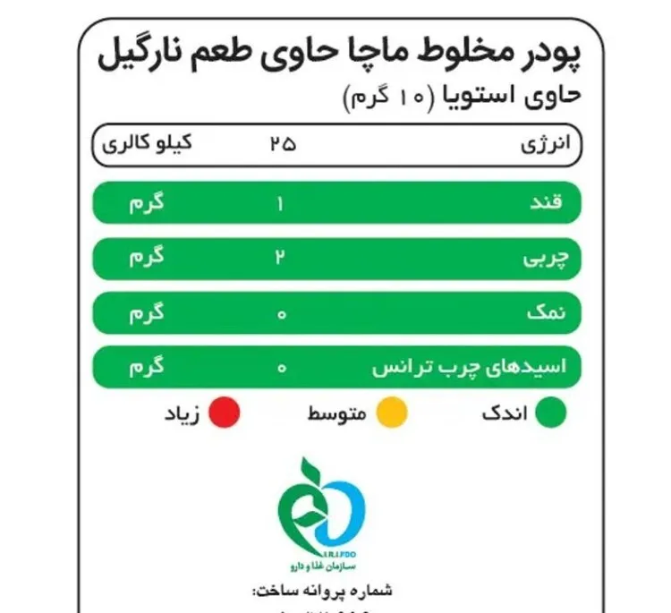 ماچا لته با پودر شیر نارگیل پپتینا بسته ۱۰ عددی
