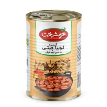 کنسرو لوبیا چیتی با سس گوجه فرنگی خوشبخت وزن 380 گرم