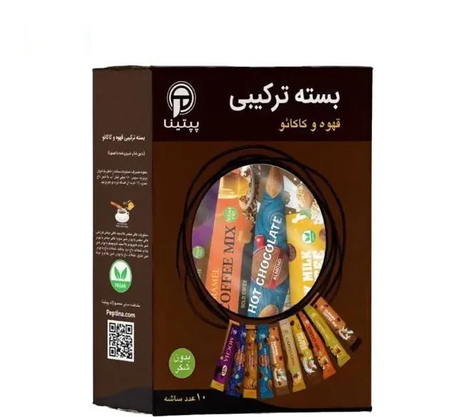 بسته ترکیبی قهوه و کاکائو بدون شکر پپتینا بسته 10 عددی