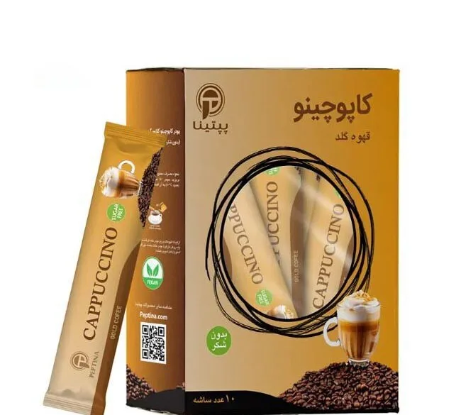 کاپوچینو قهوه گلد بدون شکر پپتینا بسته 10 عددی