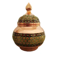 قندان خاتم کاری مسی مدل گل کد 13