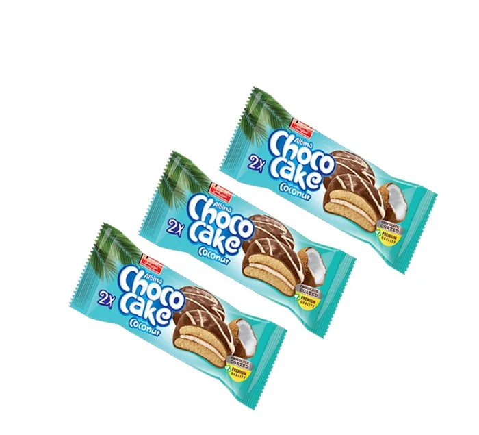 کیک روکش کاکائو با طعم نارگیل شوکو کیک آلبینا شیرین عسل وزن 40 گرم