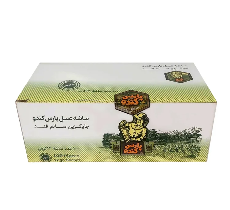 ساشه عسل پارس کندو وزن 12 گرم بسته 100 عددی
