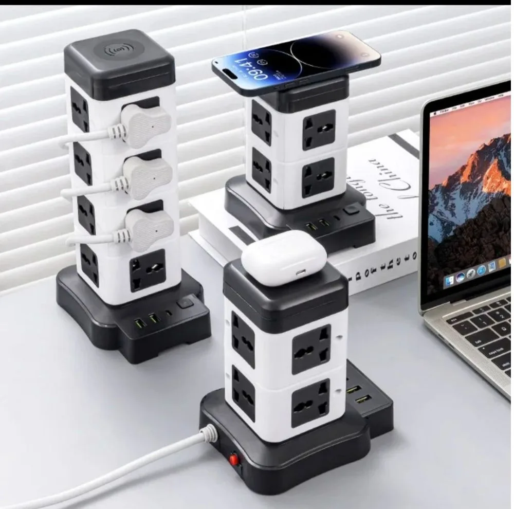 چندراهی برق ایستاده هوشمند ۲۵۰۰ وات مدل Intelligent Vertical Socketبرج با شارژر USB و وایرلس