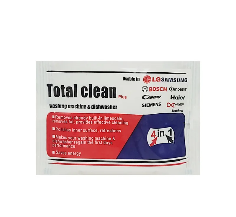 پودر جرمگیر ماشین لباسشویی و ظرفشویی توتال کلین مدل etc وزن 200 گرم بسته 5 عددی