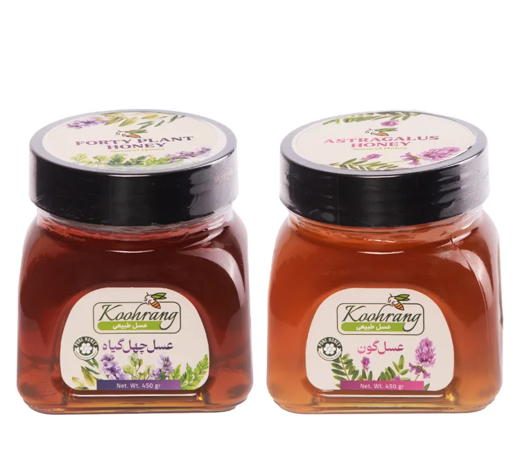 عسل طبیعی چهل گیاه و گون رویال کندو کوهرنگ وزن 450 گرم بسته 2 عددی