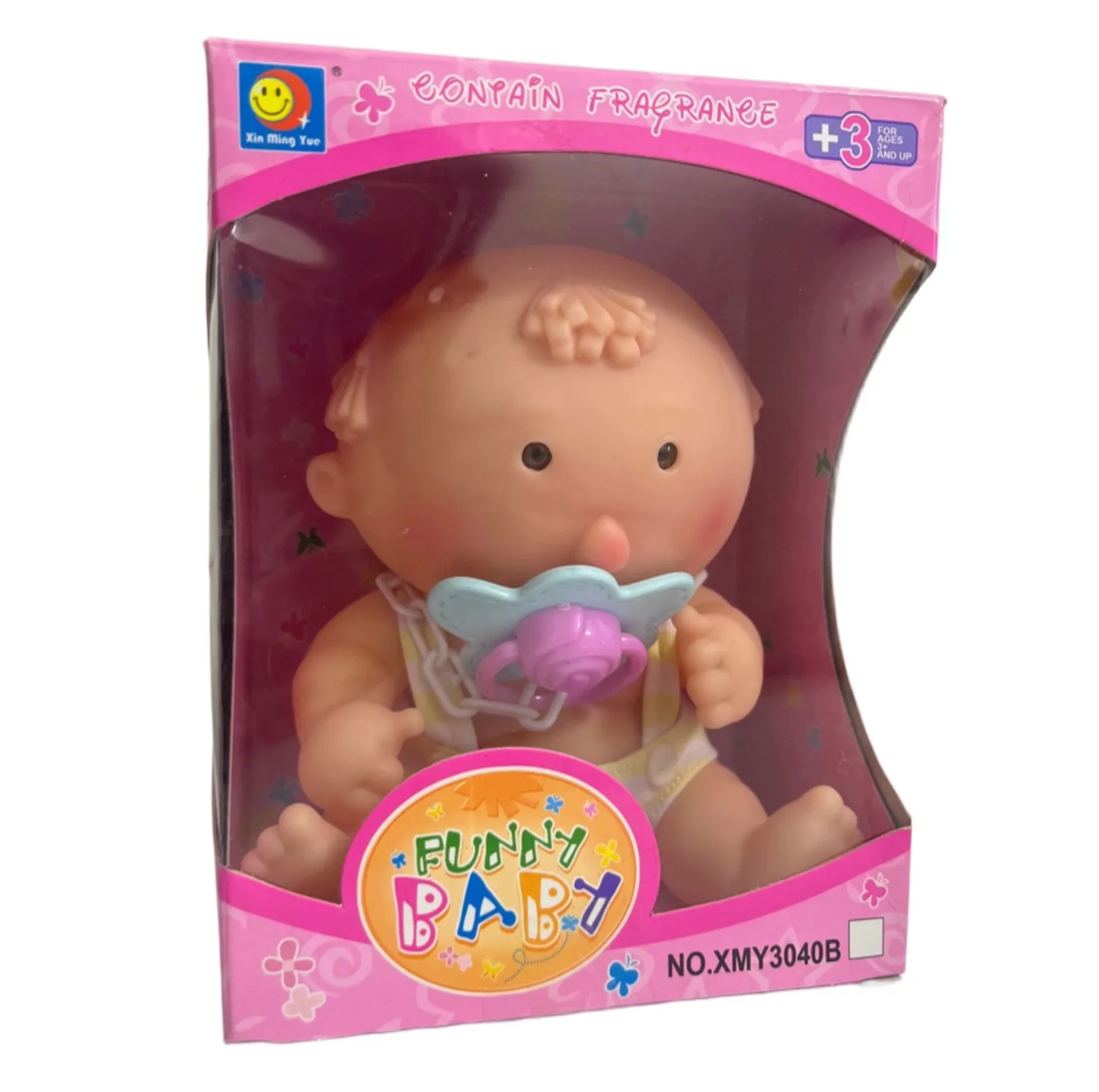 عروسک ناب سل مدل نخودی موزیکال عطری کد BABY FUNNY NO.XMY3040B ارتفاع 18 سانتی متر
