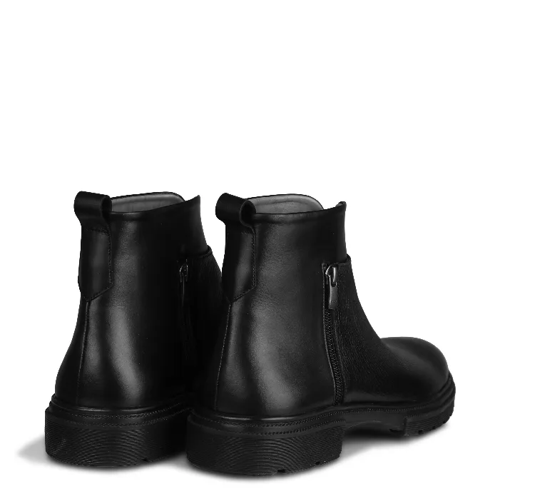 نیم بوت چرم طبیعی مردانه مونو کد J5525-001 رنگ مشکی