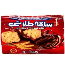 بیسکویت روکش دار شکلاتی سبوس دار ساقه طلایی مینو وزن 220 گرم