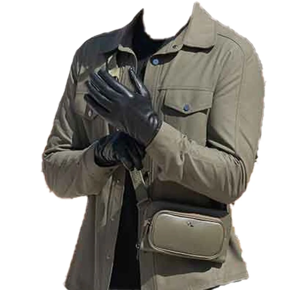 کاپشن چرم مردانه چرم مشهد مدل K0629 رنگ سبز ارتشی