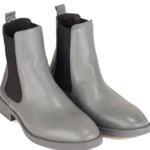 بوت زنانه چرم مشهد مدل J2639 رنگ طوسی