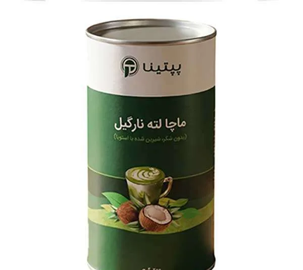 ماچا لته نارگیل پپتینا وزن 100 گرم بسته بندی قوطی