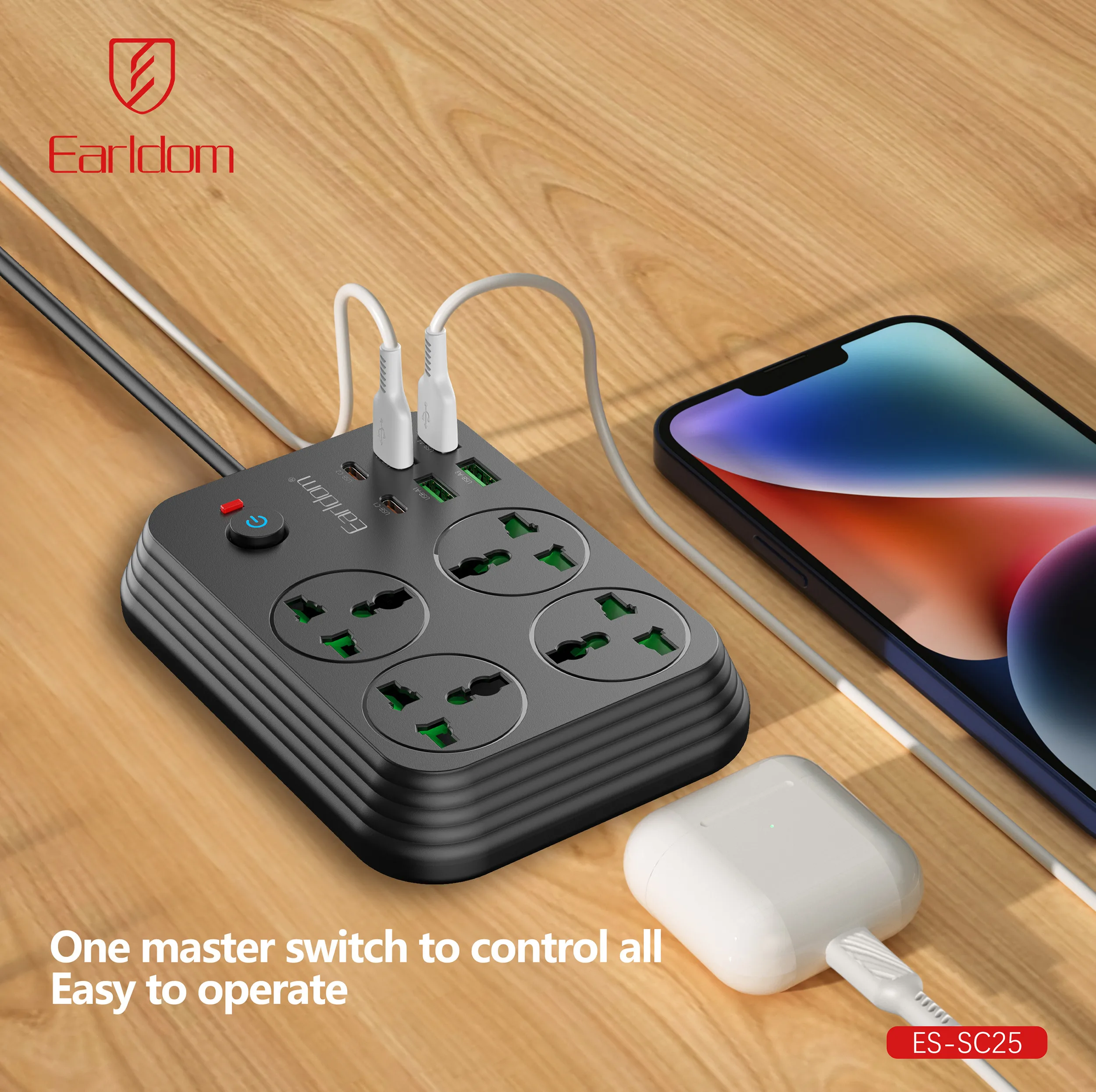 چندراهی برق ارلدام مدل POWER SOCKET SC25