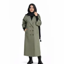 بارانی زنانه السانا مدل راوش کد 230553 رنگ زیتونی