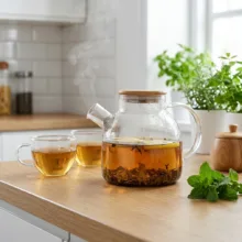 قوری مدل پیرکس درب بامبو کد 1500