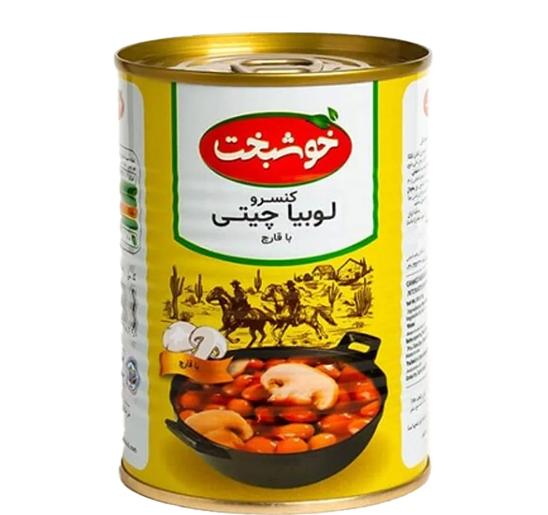 کنسرو لوبیا چیتی با قارچ خوشبخت وزن 380 گرم